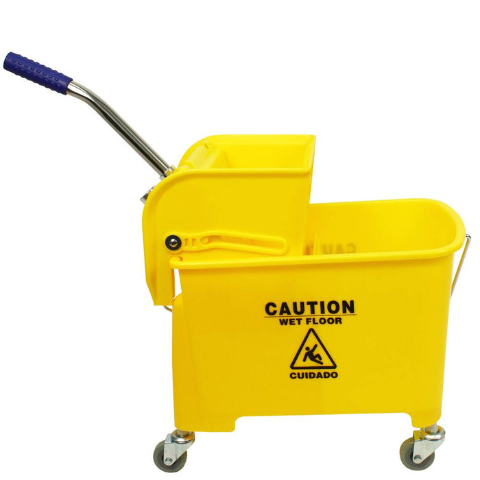 Combo Mop Bucket and Side-press Wringer / Bucket - 2" Casters - 21 qt - Yellow