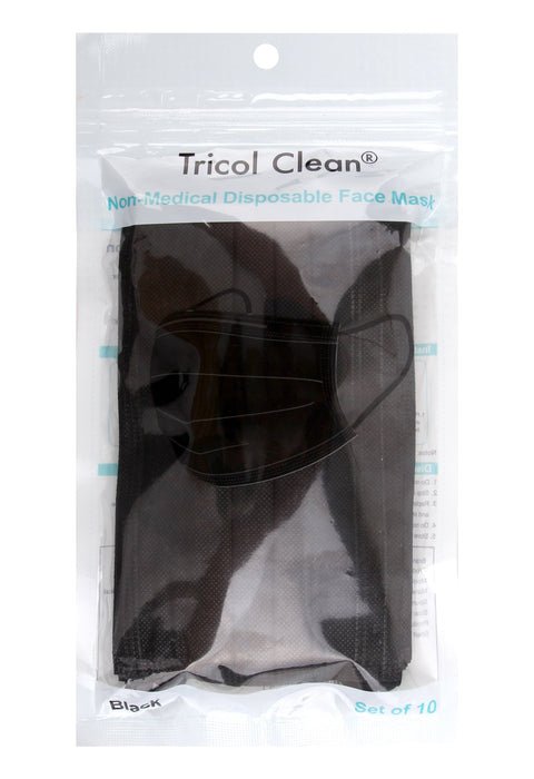 Disposable 3 Ply Face Mask in Black - 10 PK - (non-medical)