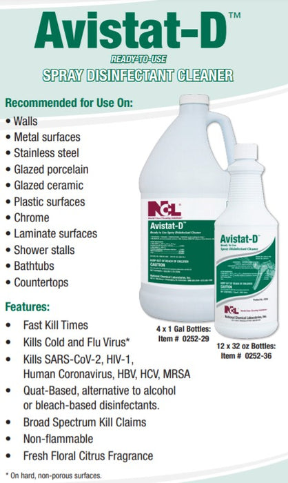 AVISTAT-D™ Ready To Use Disinfectant Cleaner - 1 Bottle - (32oz)