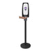 Afia Free Standing Dispenser Floor Stand, in Black, pictured with dispenser and drip tray attached