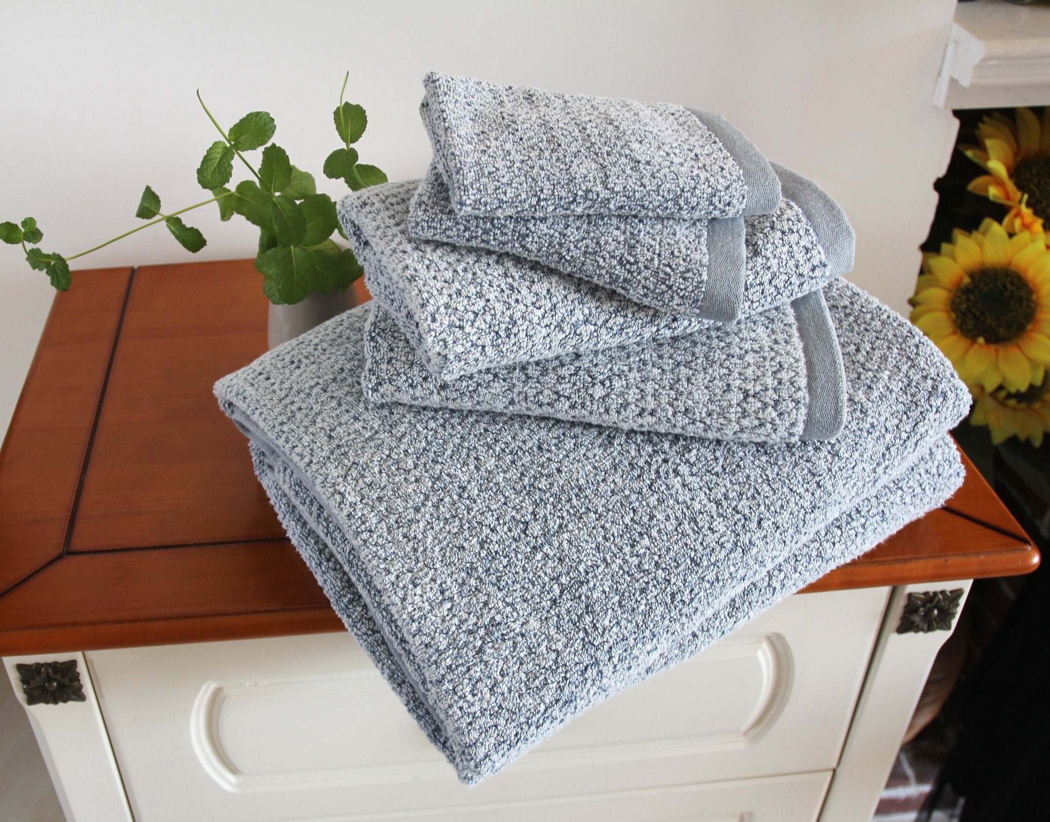 Diamond Jacquard Towels 6 Piece Bath Towel Set, Dusk (Grey Blue)