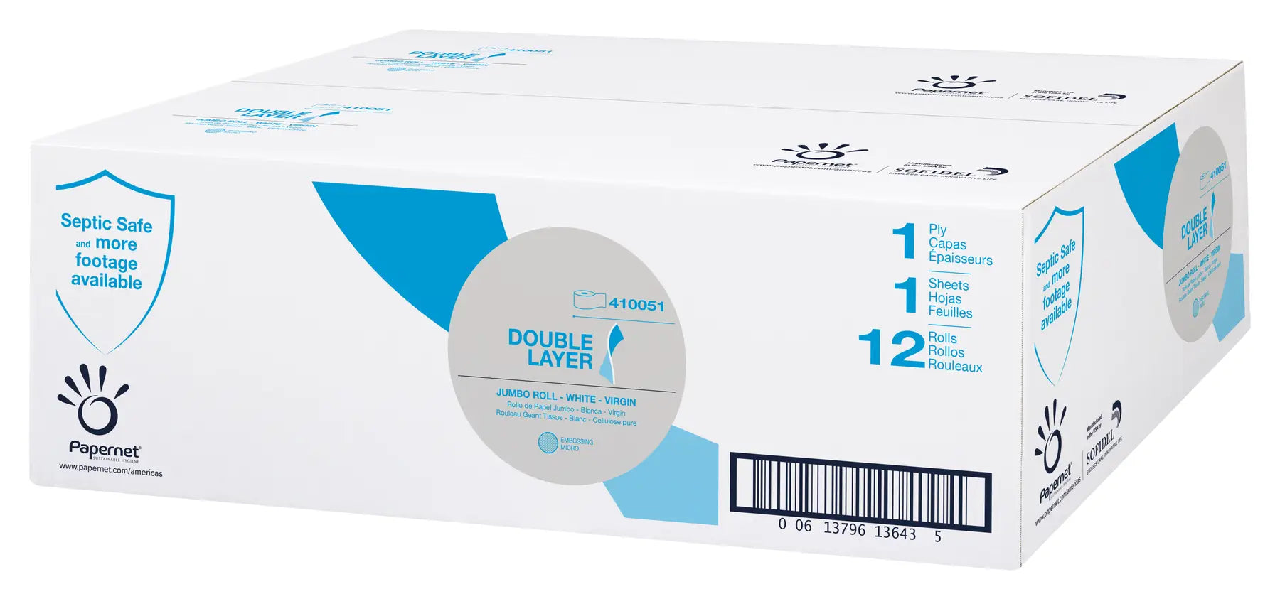 Papernet - Mini Twin- Double Layer Tissue - 750' x 3.5" x 7.4 - (12/CS)